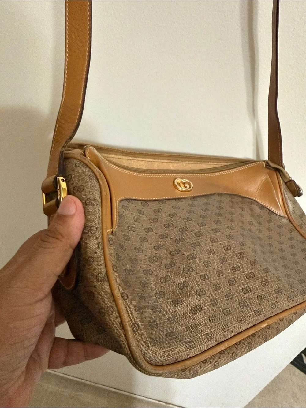 Gucci Tan/Brown Monogram Crossbody Bag